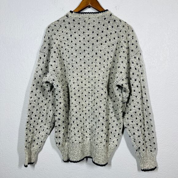 Vintage 90s SKYR Wool Grandpa Sweater Crewneck Long Sleeve Cream blue - XL - Picture 2 of 5